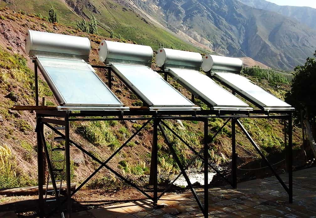 Mountain base camp solar water heater