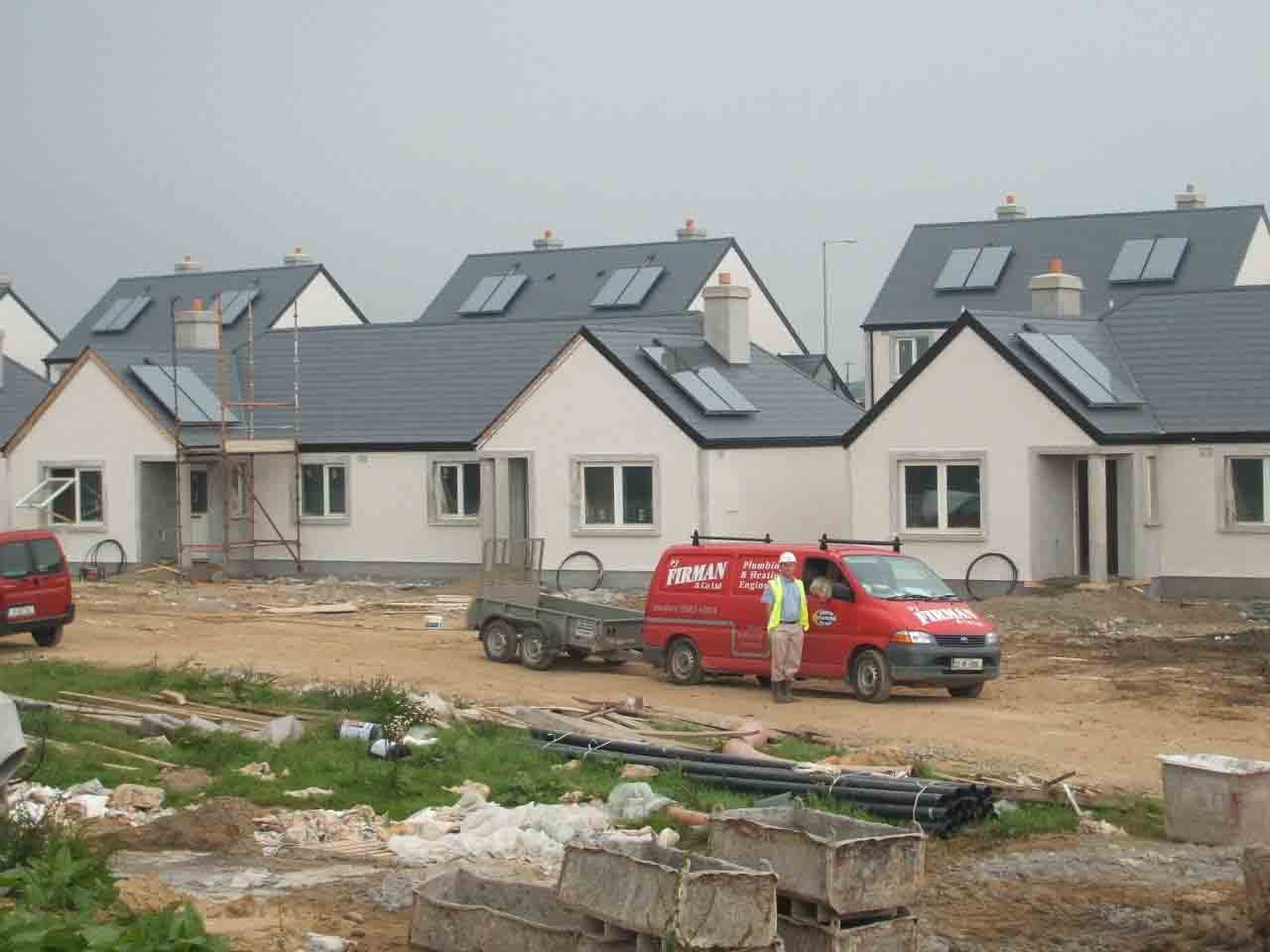 New Build housing with solar thermal panels